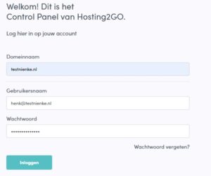 Met E Mailadres Inloggen In Het Control Panel Support Hosting GO